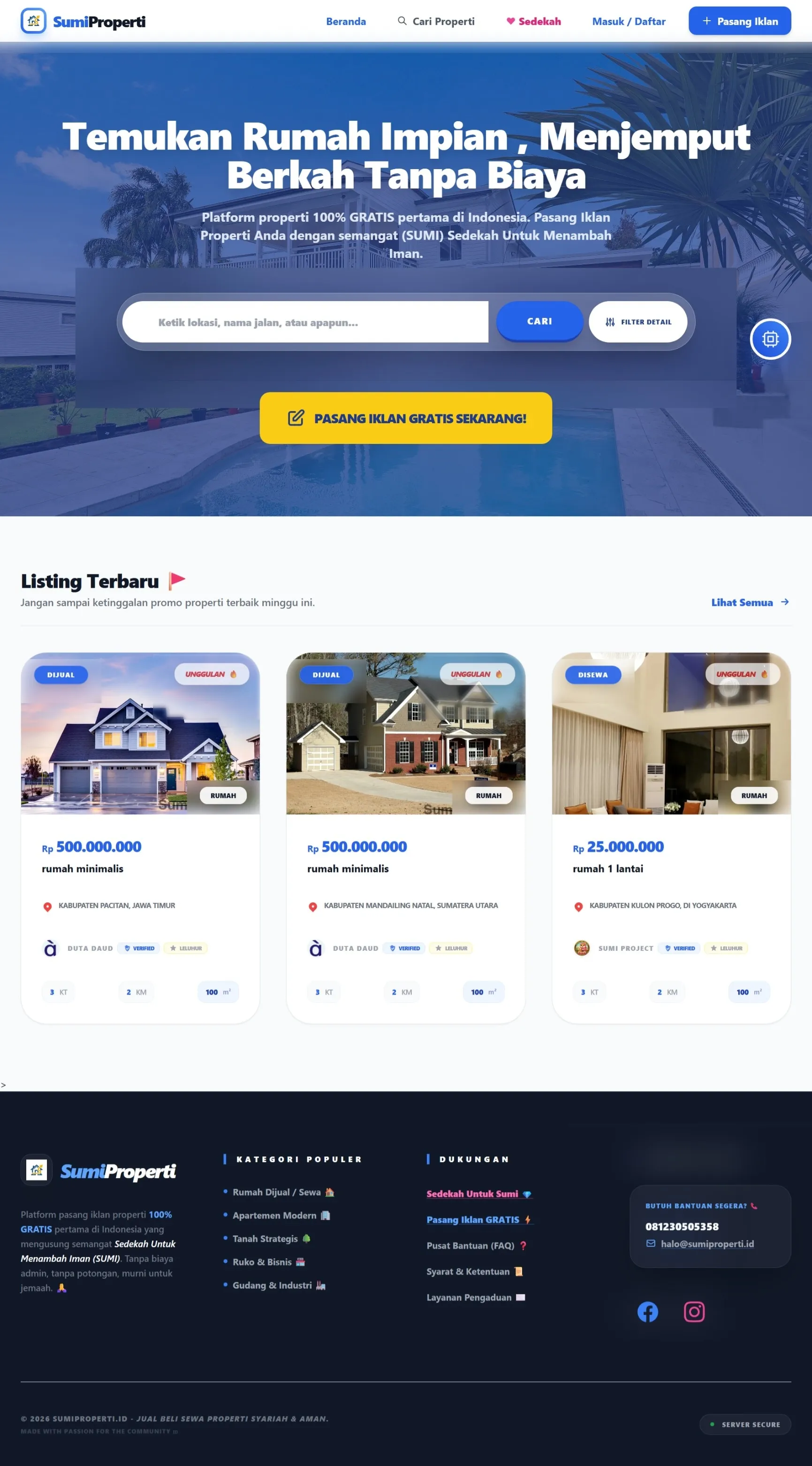 Screenshot Platform Jual Beli Properti Premium untuk Sumi Properti