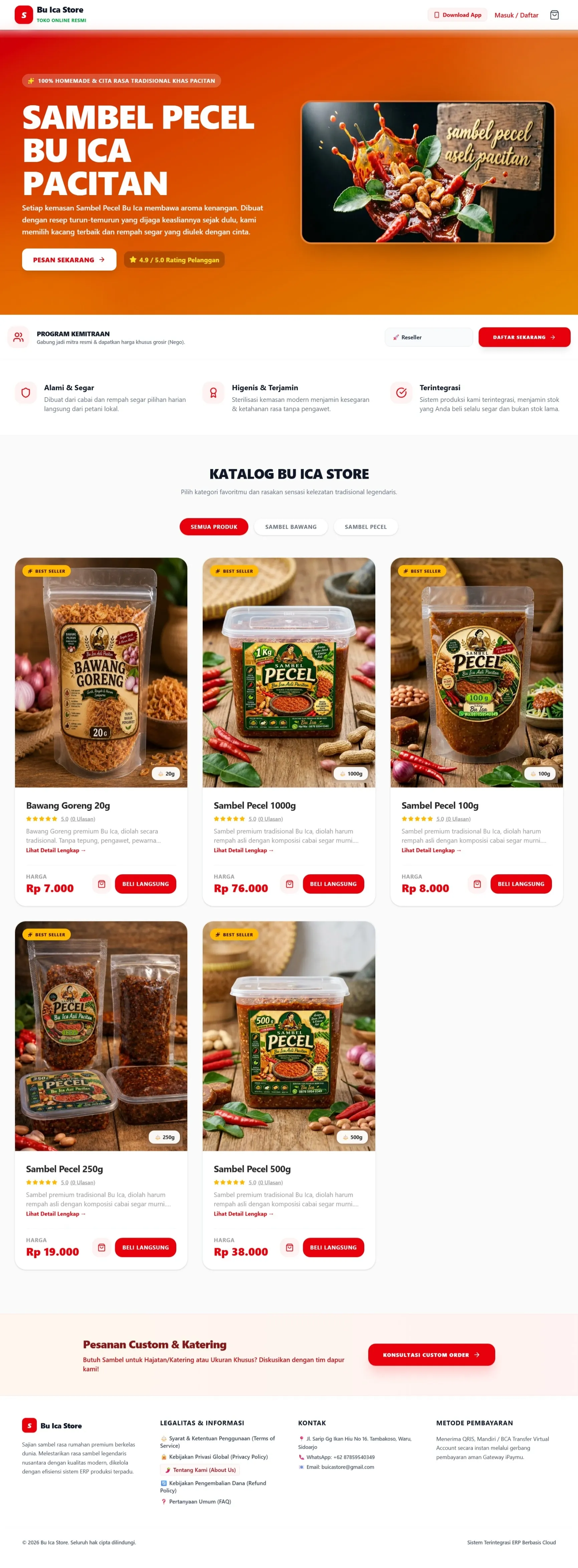 Screenshot Pembuatan Toko Online Otomatis untuk Sambel Bu Ica